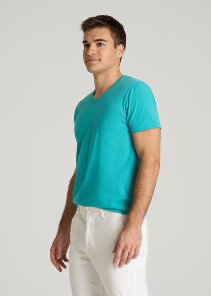 American Tall Men The Essential Modern Fit V-Neck Tee for Tall Men in Baltic Turquoise