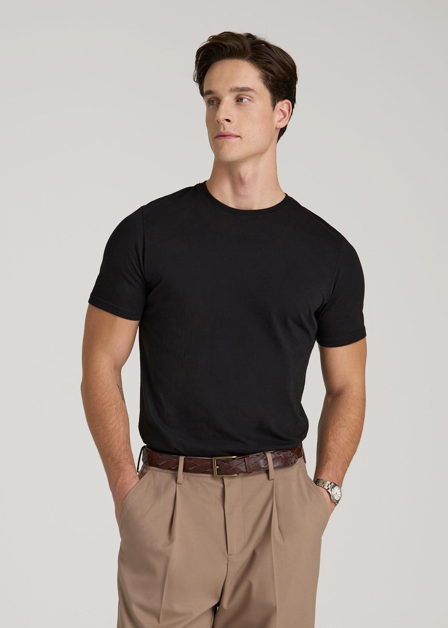 American Tall Men The Everyday Regular Fit Crewneck T-Shirt for Tall Men in Black