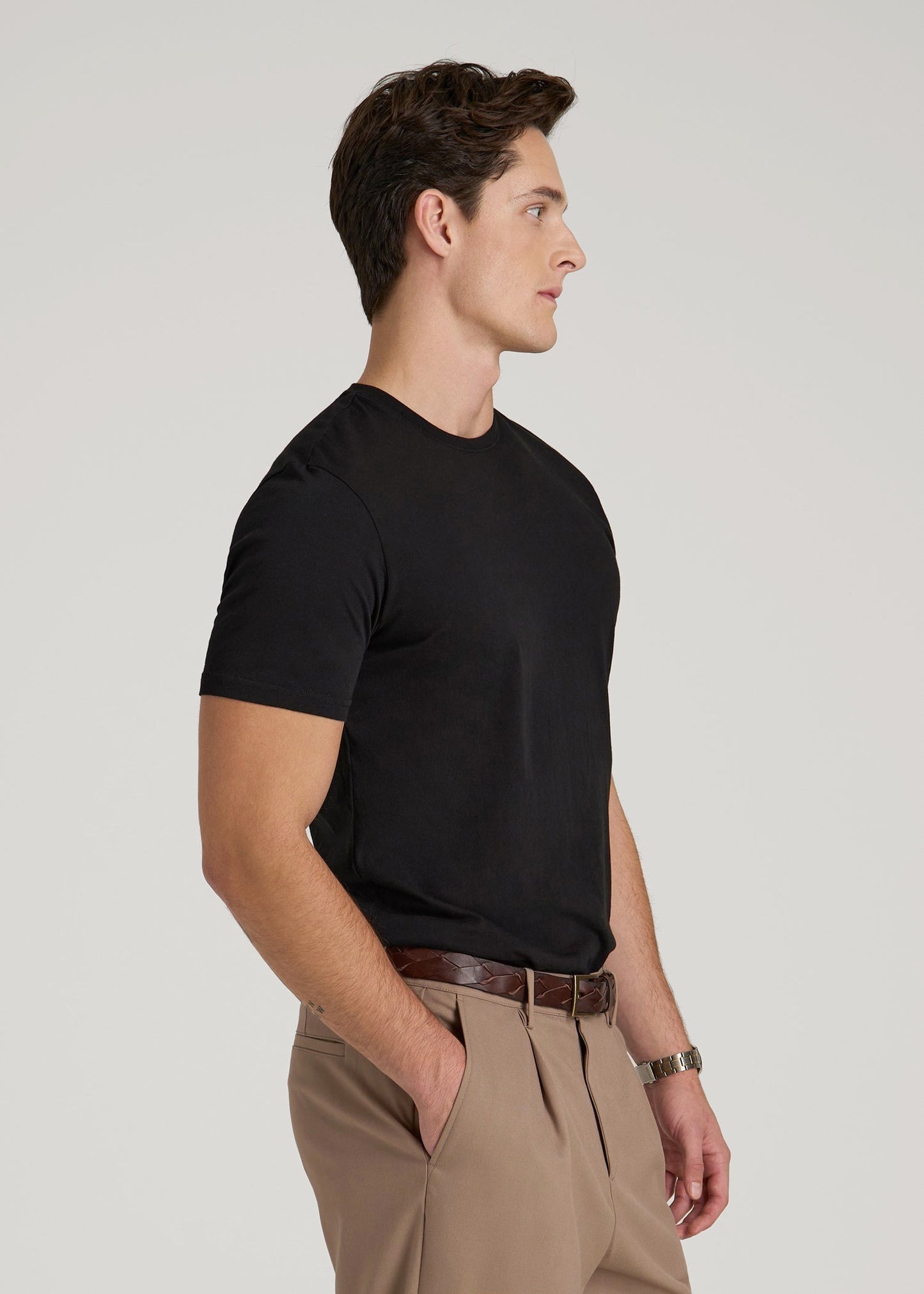 American Tall Men The Everyday Regular Fit Crewneck T-Shirt for Tall Men in Black