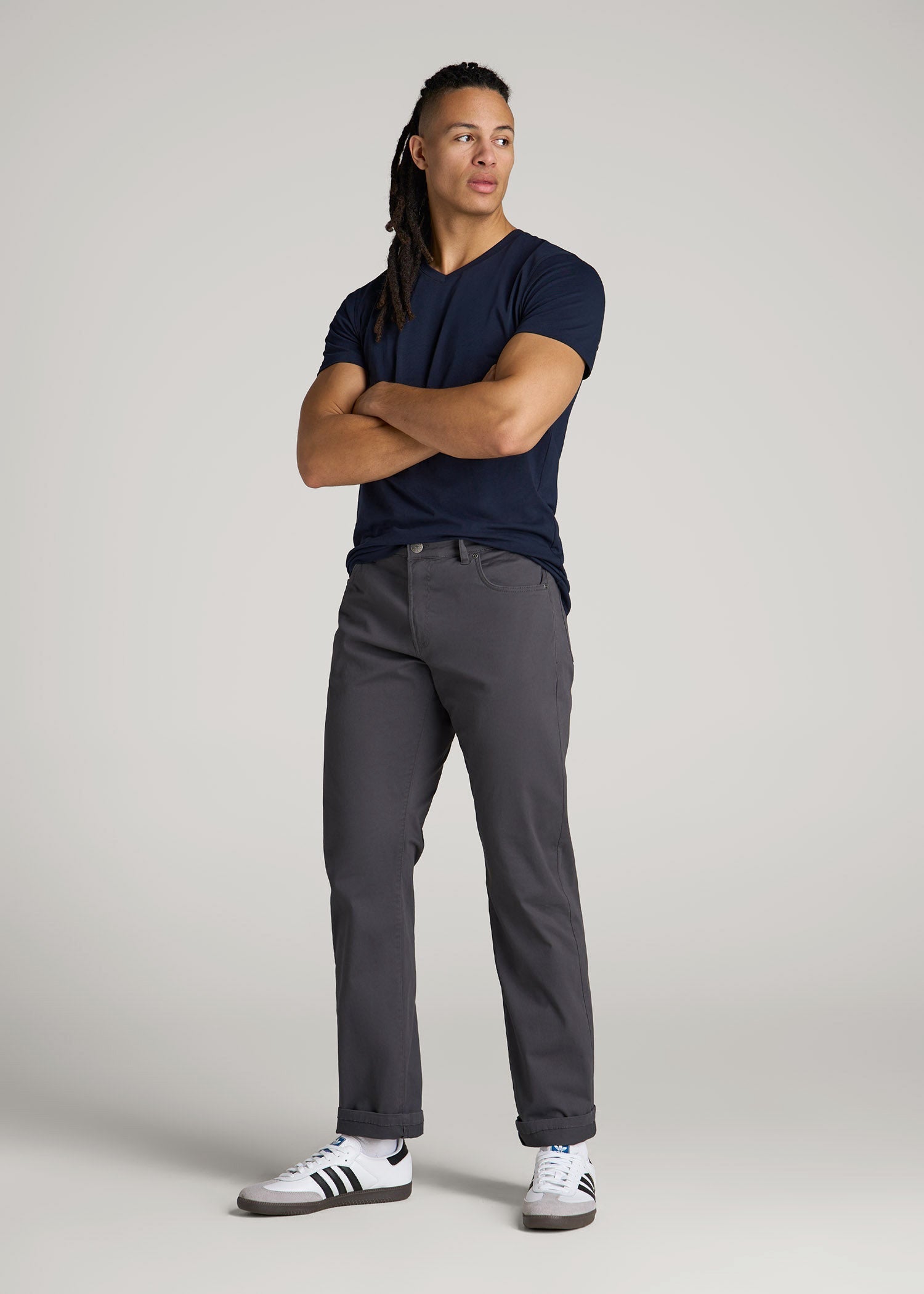 American Tall Men The Essential Modern Fit V-Neck Tee for Tall Men in True Navy