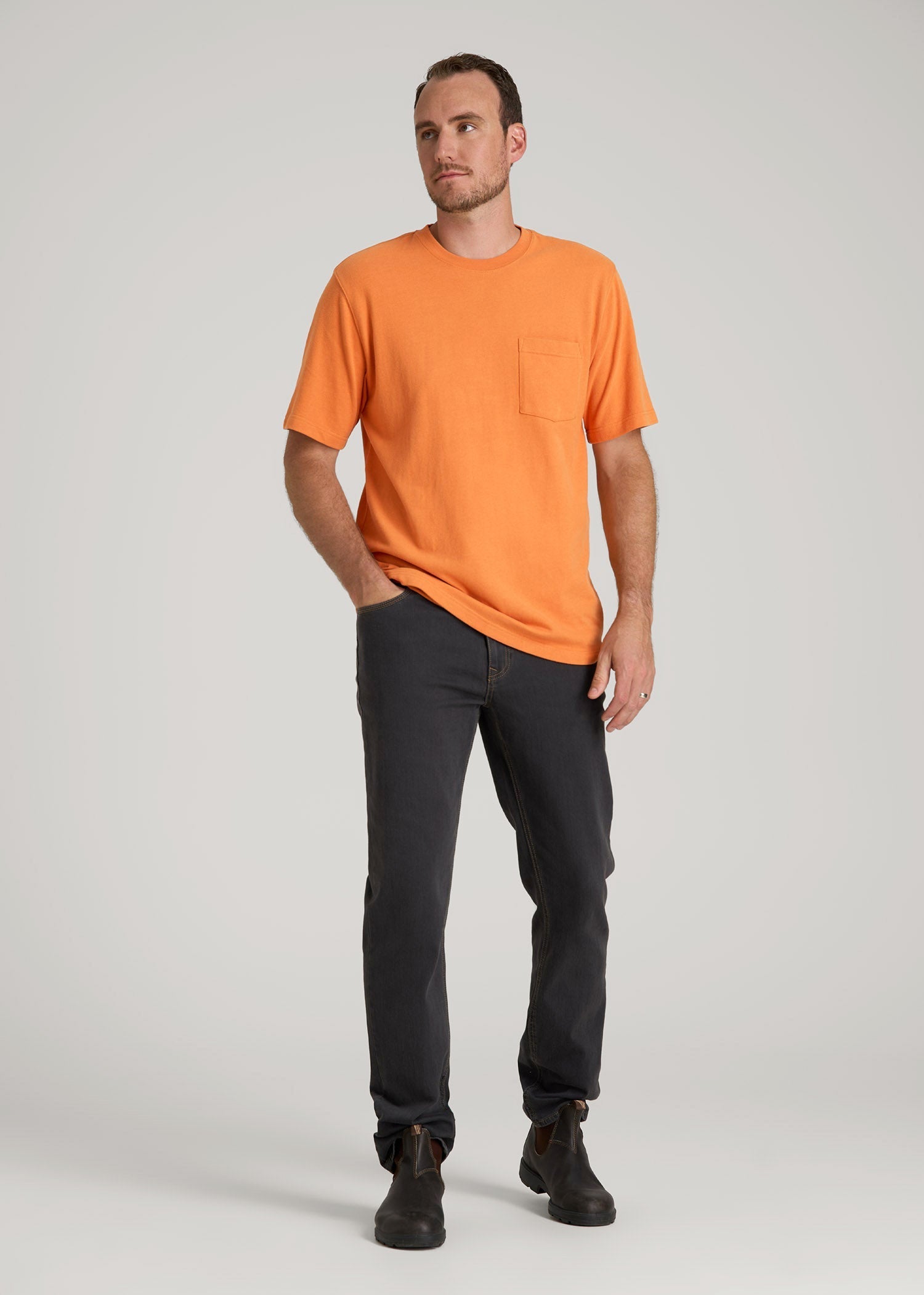 American Tall Men LJ&S Workwear Pocket T-Shirt for Tall Men in Marmalade