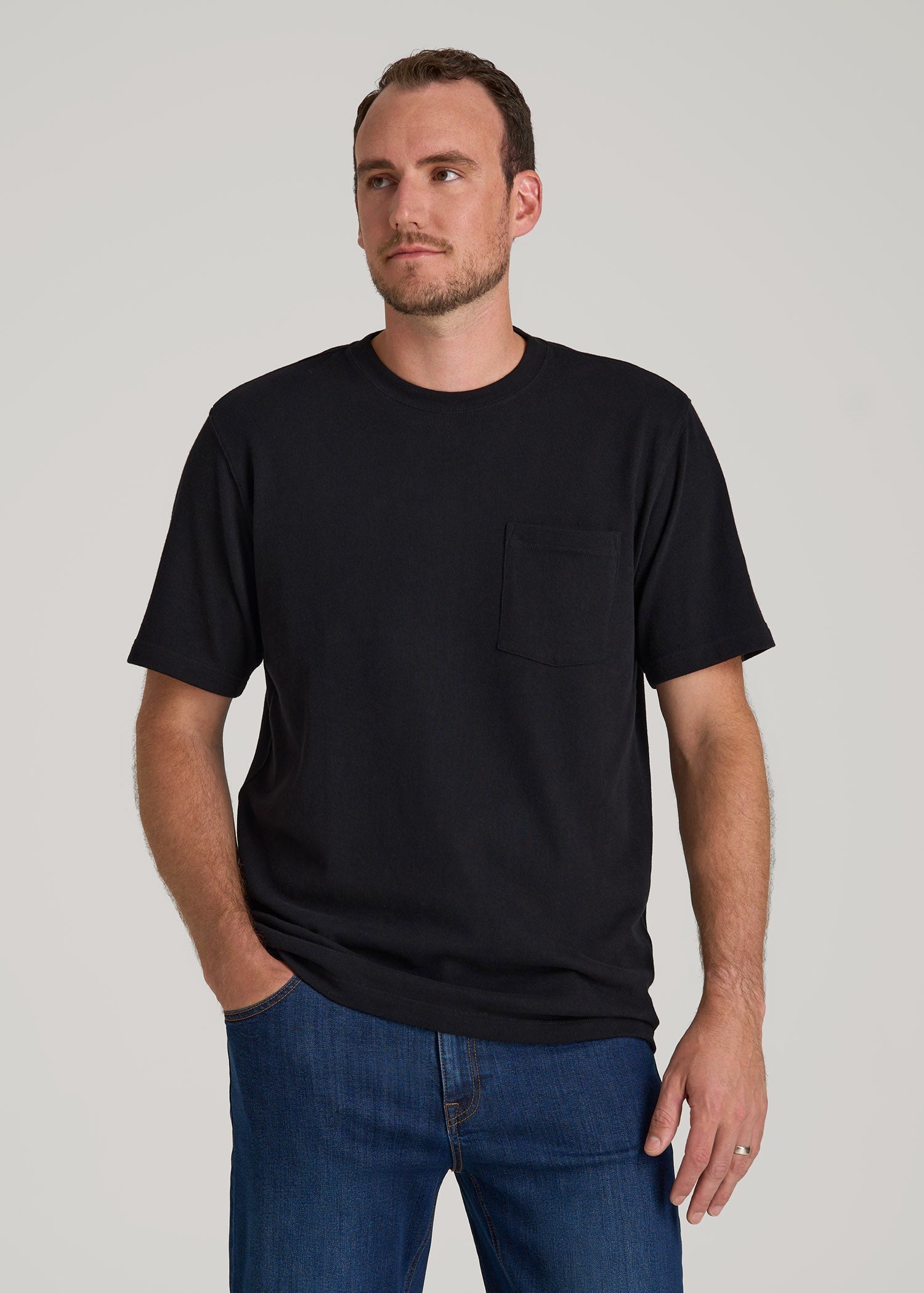 American Tall Men LJ&S Workwear Pocket T-Shirt for Tall Men in Black