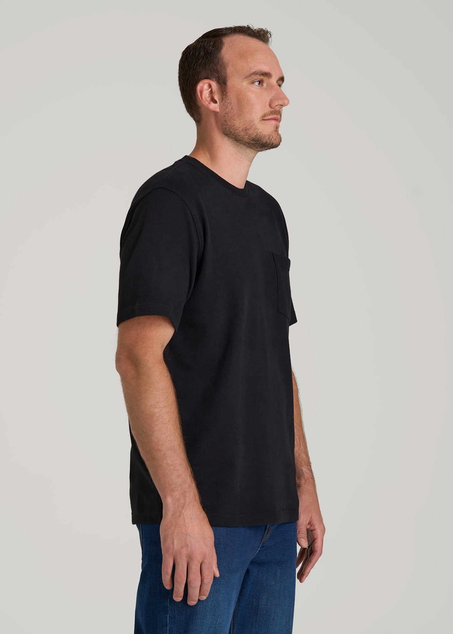 American Tall Men LJ&S Workwear Pocket T-Shirt for Tall Men in Black
