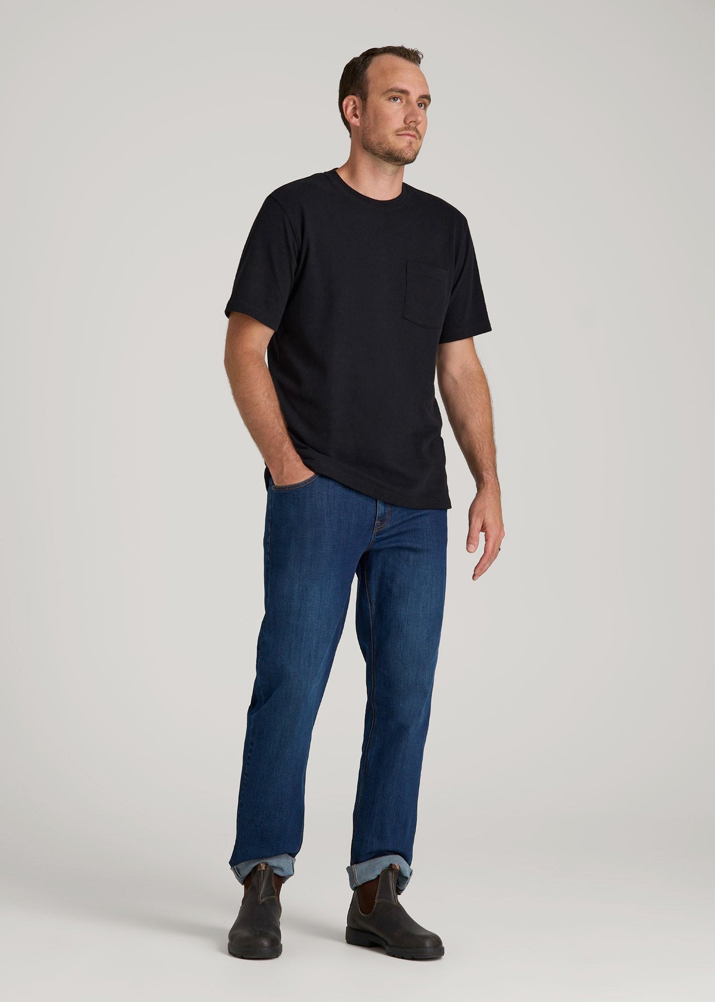 American Tall Men LJ&S Workwear Pocket T-Shirt for Tall Men in Black