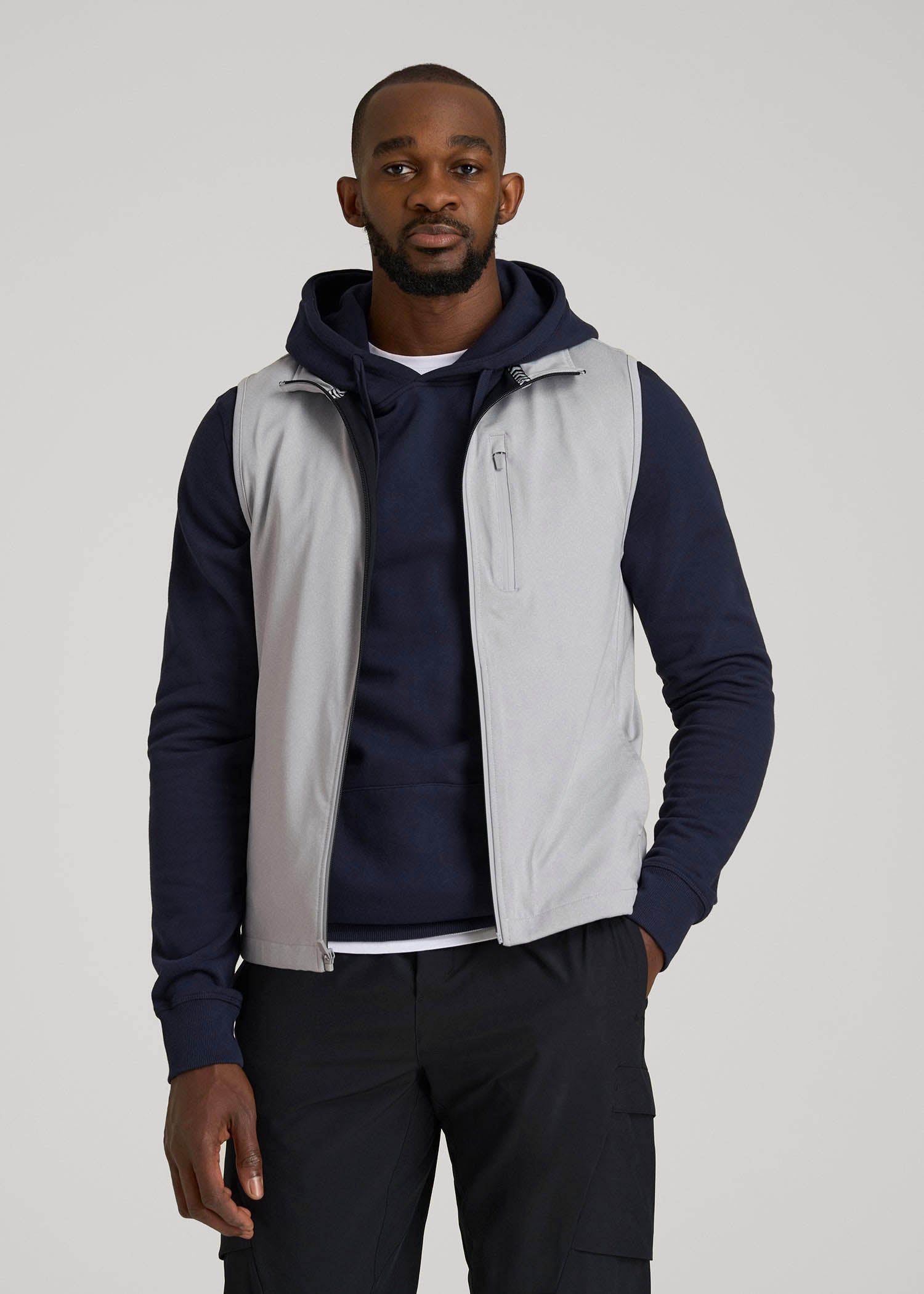 American Tall Men Performance Vest for Tall Men in Light Grey Mix