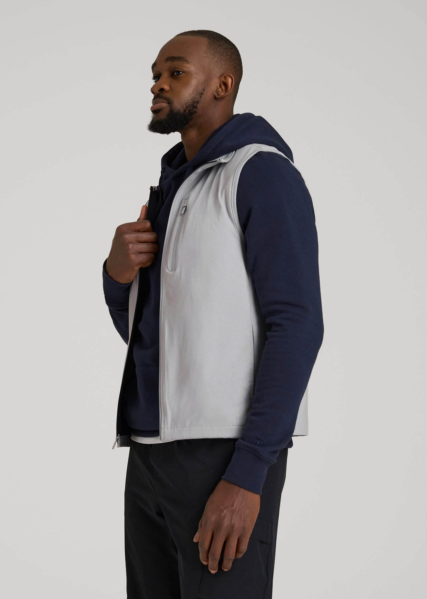 American Tall Men Performance Vest for Tall Men in Light Grey Mix