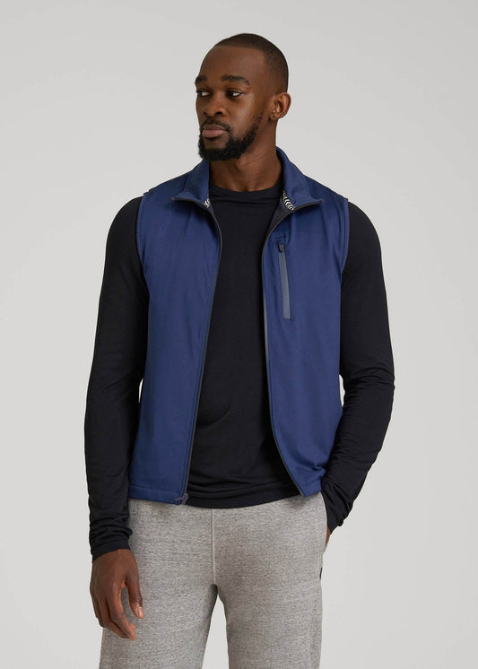 American Tall Men Performance Vest for Tall Men in Blue Mix