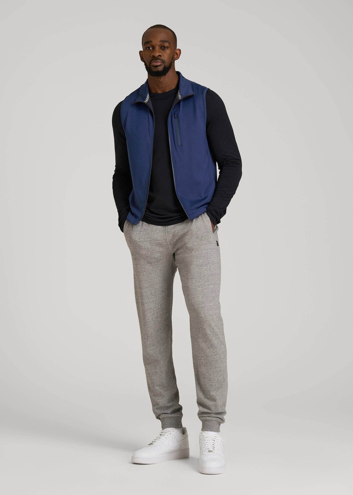 American Tall Men Performance Vest for Tall Men in Blue Mix