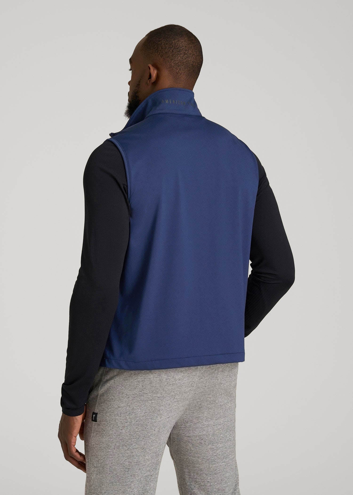 American Tall Men Performance Vest for Tall Men in Blue Mix