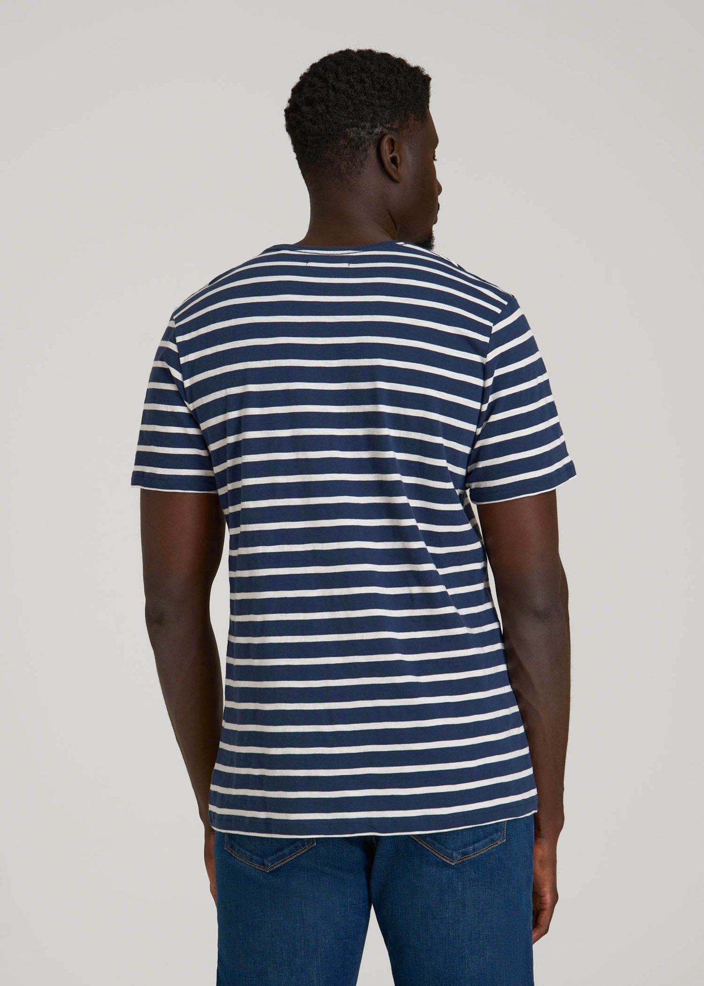 American Tall Men REGULAR-FIT Striped Tee for Tall Men in Navy And White
