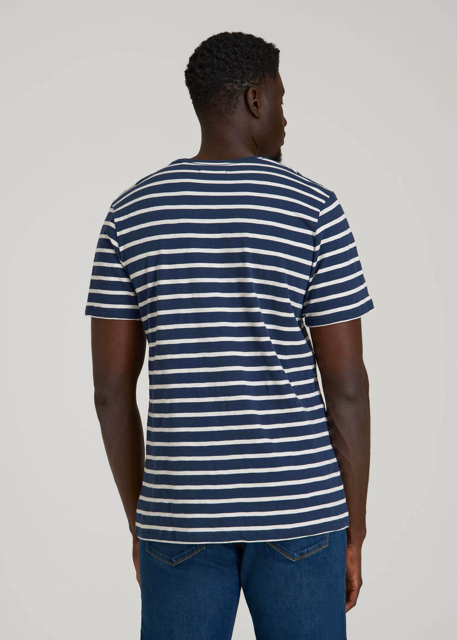 American Tall Men REGULAR-FIT Striped Tee for Tall Men in Navy And White
