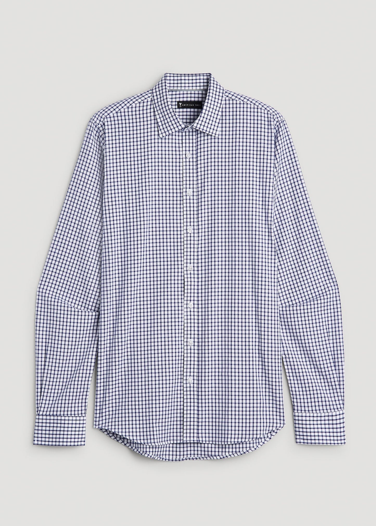 American Tall Men Oskar Easy Care Dress Shirt for Tall Men in Bright Blue Grid