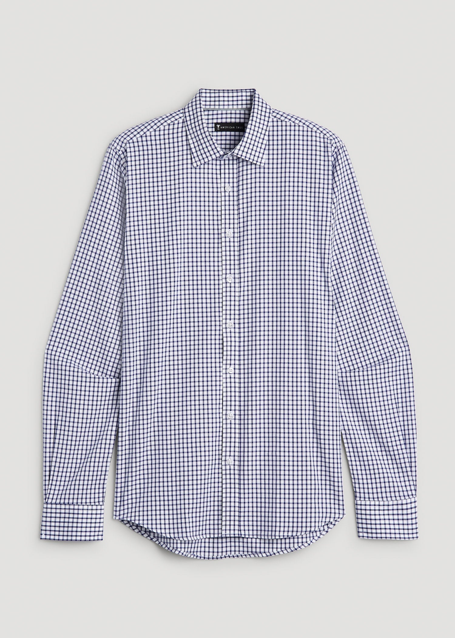 American Tall Men Oskar Easy Care Dress Shirt for Tall Men in Bright Blue Grid