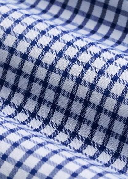 American Tall Men Oskar Easy Care Dress Shirt for Tall Men in Bright Blue Grid