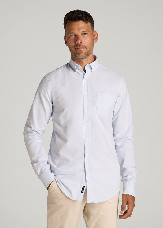 American Tall Men Washed Oxford Shirt for Tall Men in Light Blue