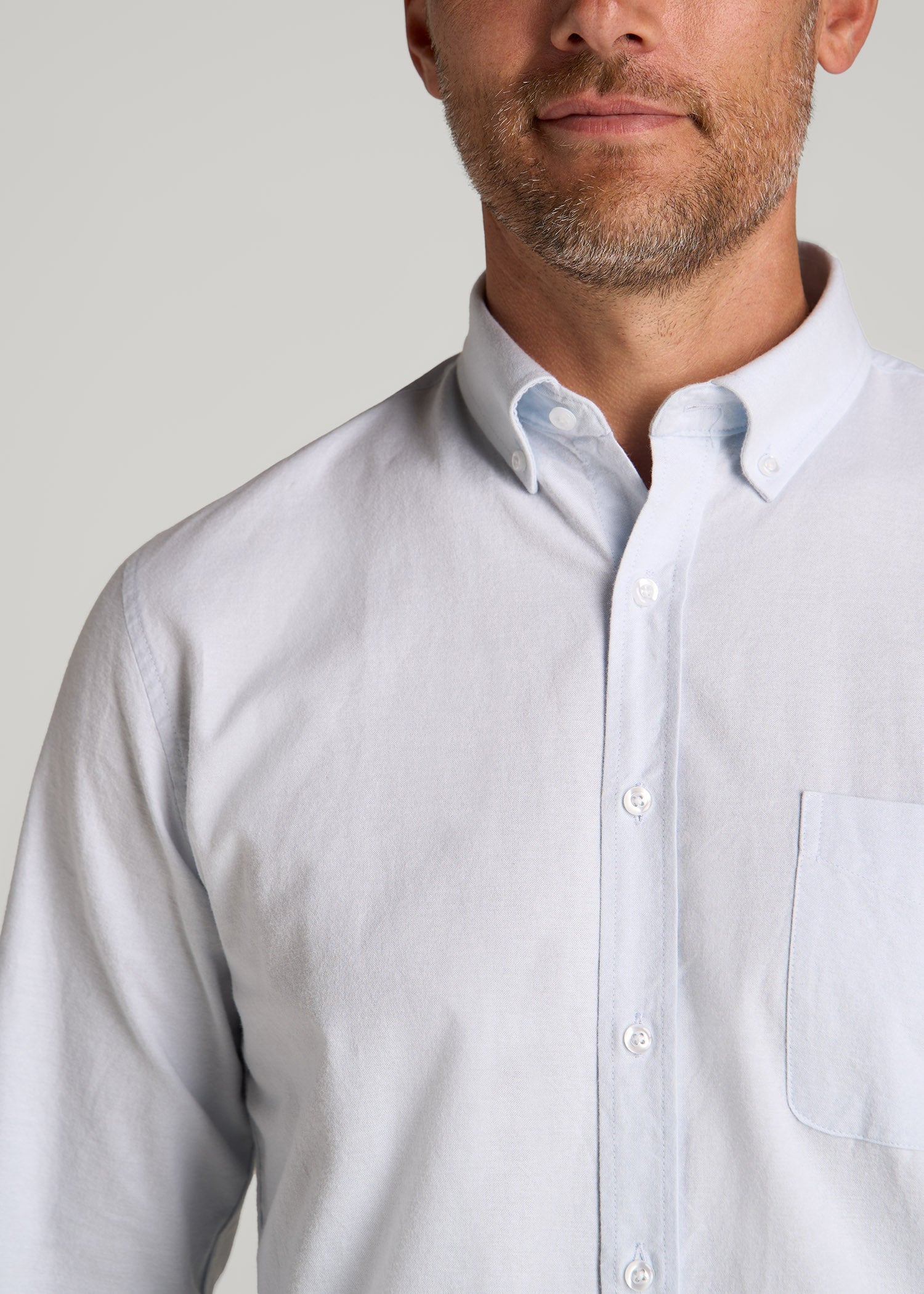 American Tall Men Washed Oxford Shirt for Tall Men in Light Blue
