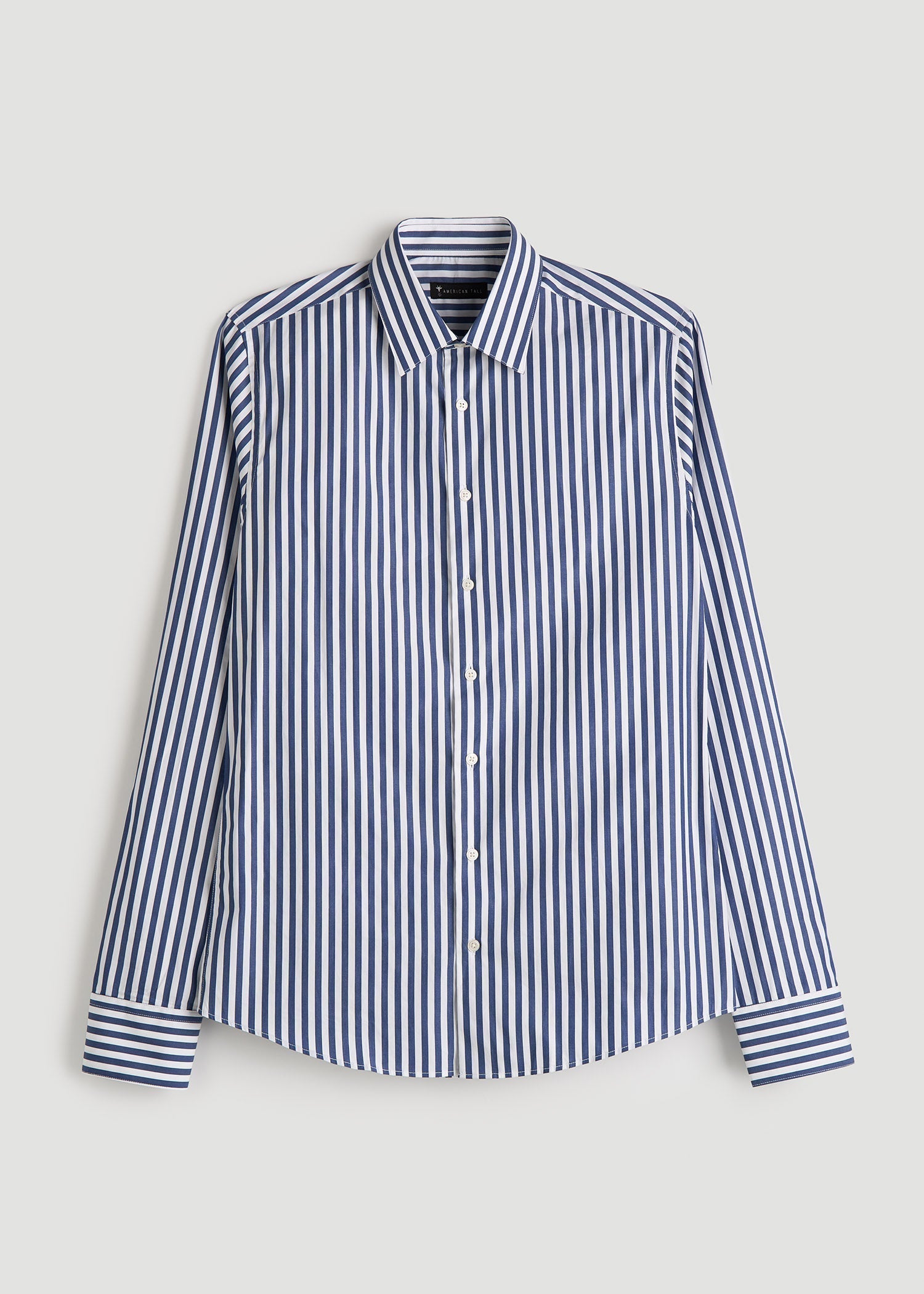 American Tall Men Premium Dress Shirt for Tall Men in Bold Blue Stripe