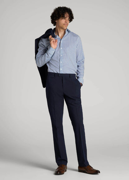 American Tall Men Premium Dress Shirt for Tall Men in Blues Check