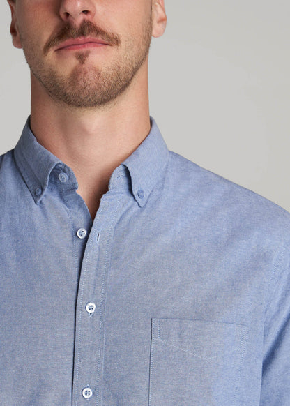 American Tall Men Washed Oxford Shirt for Tall Men in Dark Sky Blue
