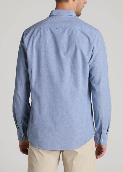American Tall Men Washed Oxford Shirt for Tall Men in Dark Sky Blue