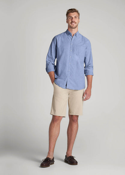 American Tall Men Washed Oxford Shirt for Tall Men in Dark Sky Blue