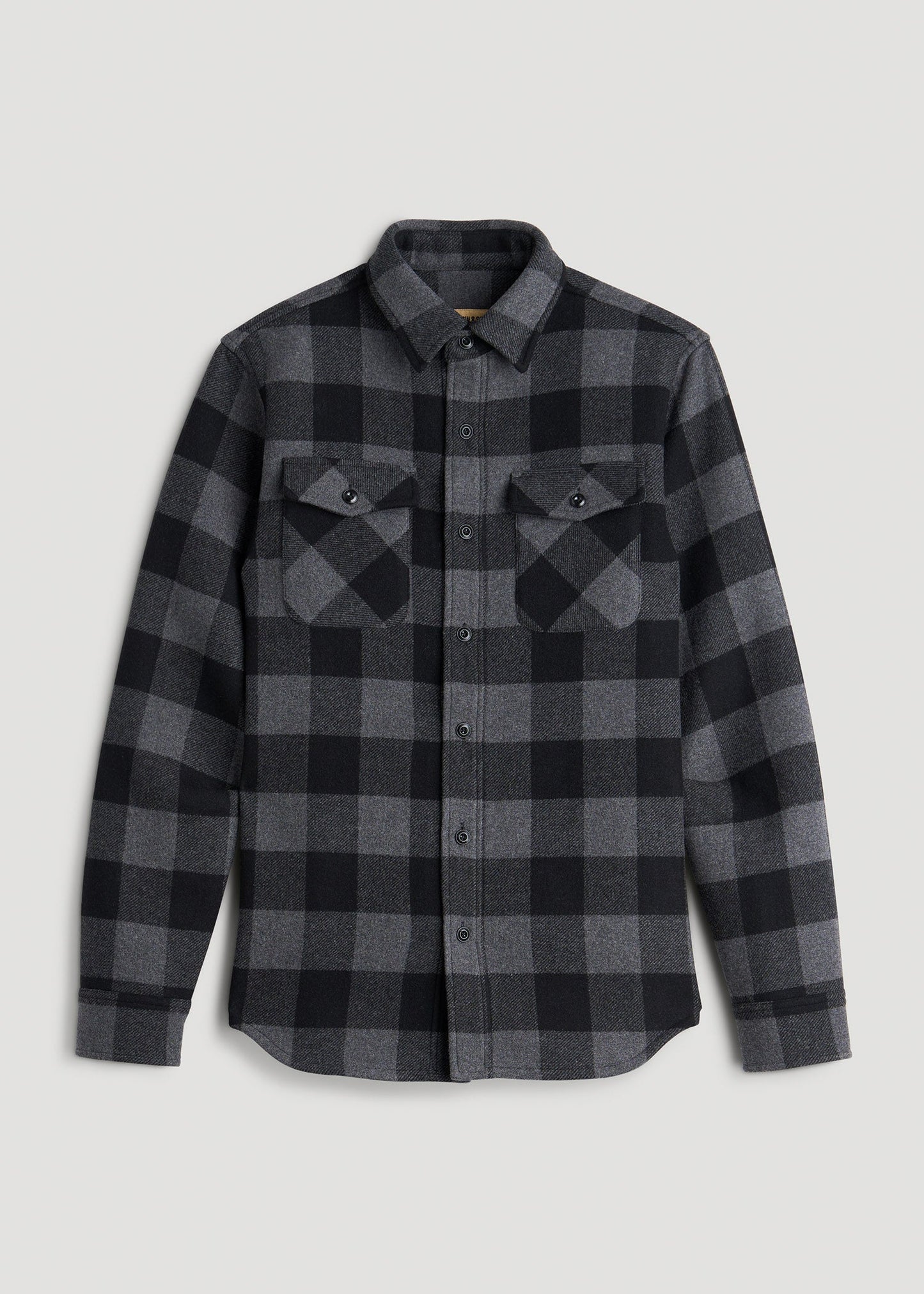 American Tall Men LJ&S Wool Blend Shirt Jacket for Tall Men in Black and Grey Check