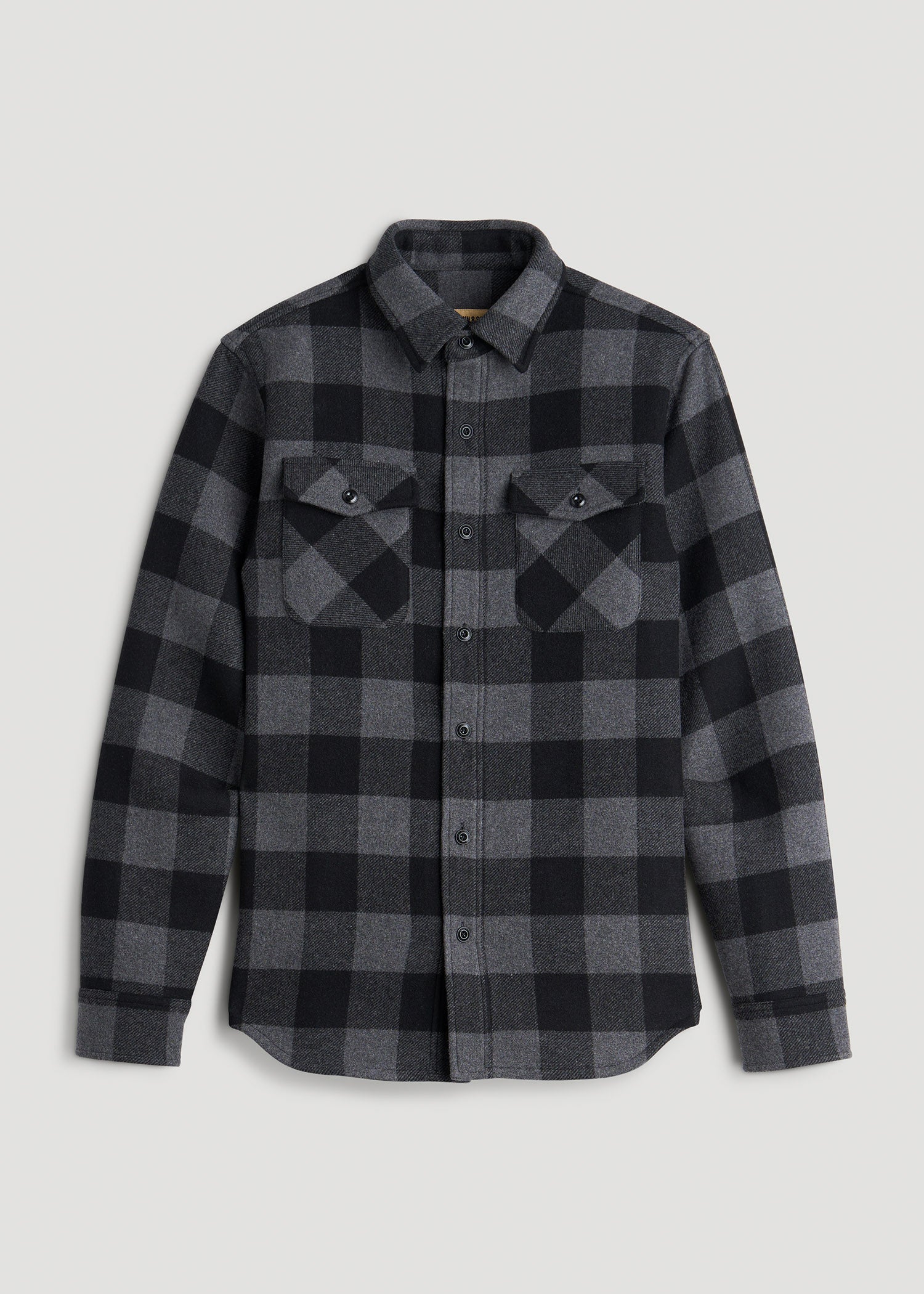 American Tall Men LJ&S Wool Blend Shirt Jacket for Tall Men in Black and Grey Check