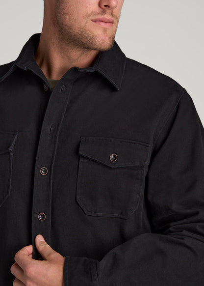 American Tall Men LJ&S Heavyweight Cotton Twill Overshirt for Tall Men in Vintage Black