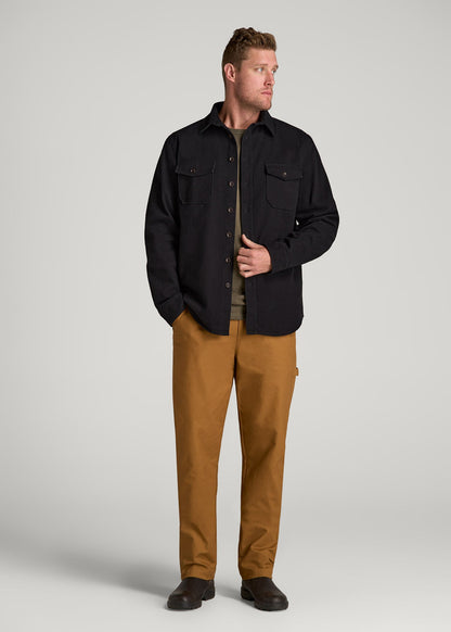 American Tall Men LJ&S Heavyweight Cotton Twill Overshirt for Tall Men in Vintage Black
