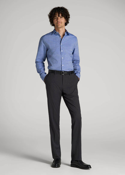 American Tall Men Premium Dress Shirt for Tall Men in Medium Blue Diagonal