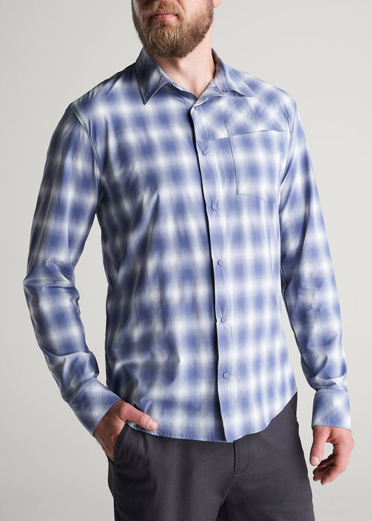 American Tall Men Ultra Lightweight Snap-Front Shirt for Tall Men in Open Sky