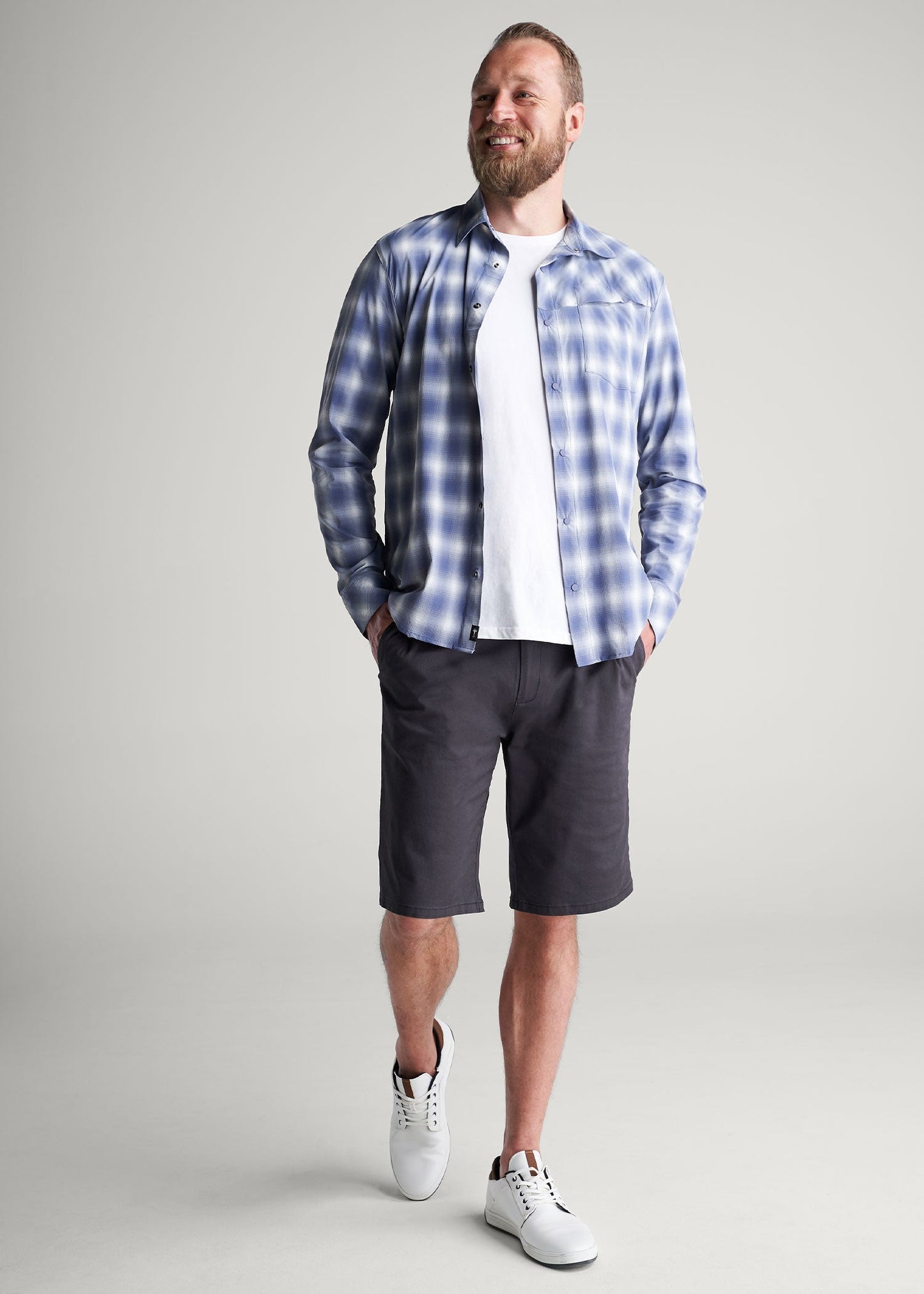 American Tall Men Ultra Lightweight Snap-Front Shirt for Tall Men in Open Sky