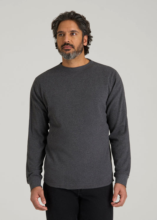 American Tall Men Double Honeycomb Thermal Crewneck  for Tall Men in Charcoal Mix