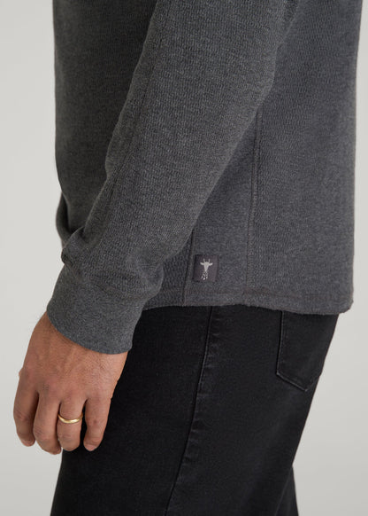 American Tall Men Double Honeycomb Thermal Crewneck  for Tall Men in Charcoal Mix