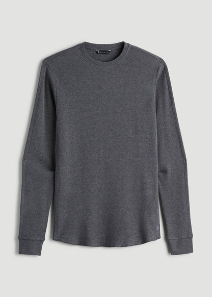 American Tall Men Double Honeycomb Thermal Crewneck  for Tall Men in Charcoal Mix