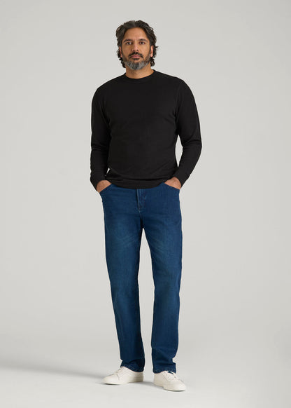 American Tall Men Double Honeycomb Thermal Crewneck for Tall Men in Black