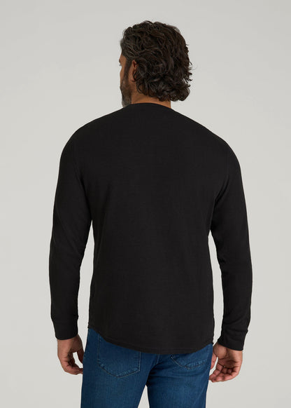 American Tall Men Double Honeycomb Thermal Crewneck for Tall Men in Black