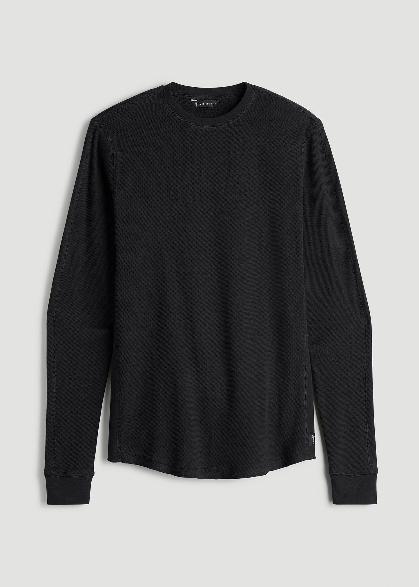 American Tall Men Double Honeycomb Thermal Crewneck for Tall Men in Black