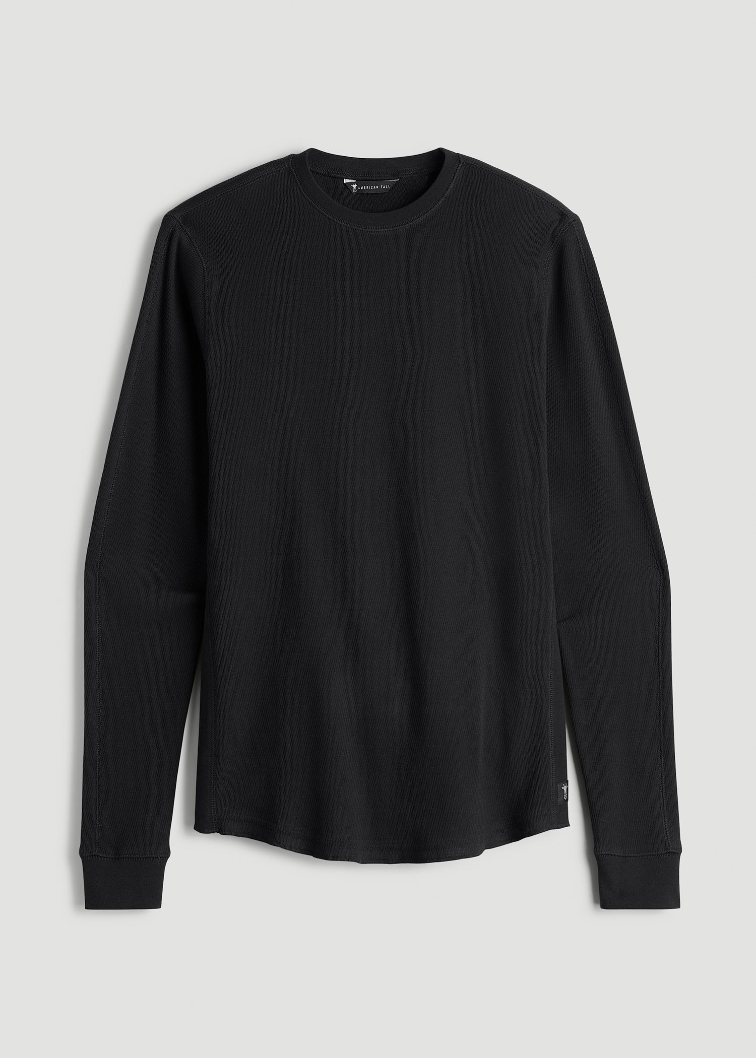 American Tall Men Double Honeycomb Thermal Crewneck for Tall Men in Black