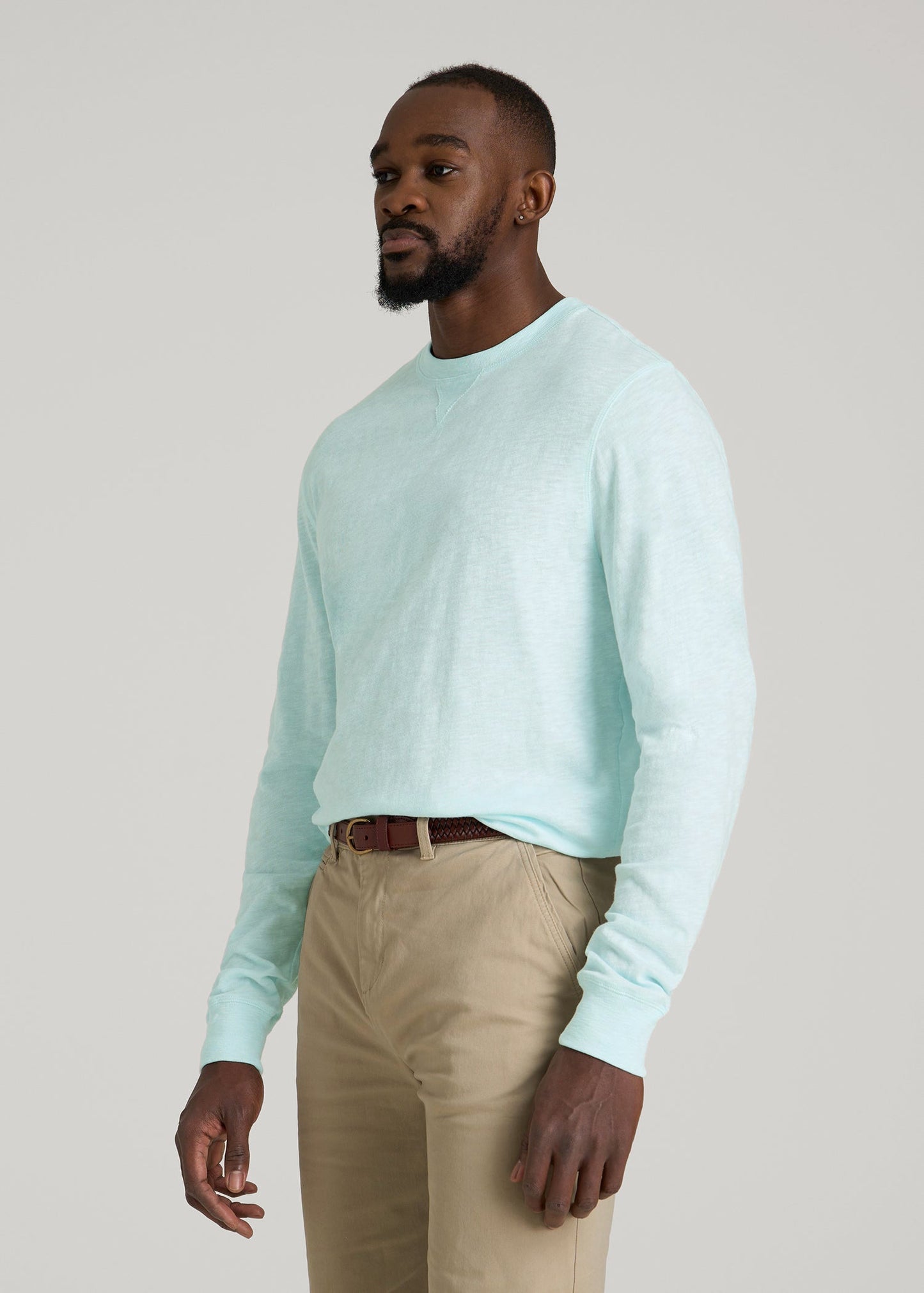 American Tall Men Sunwashed Slub Crewneck for Tall Men in Saltwater