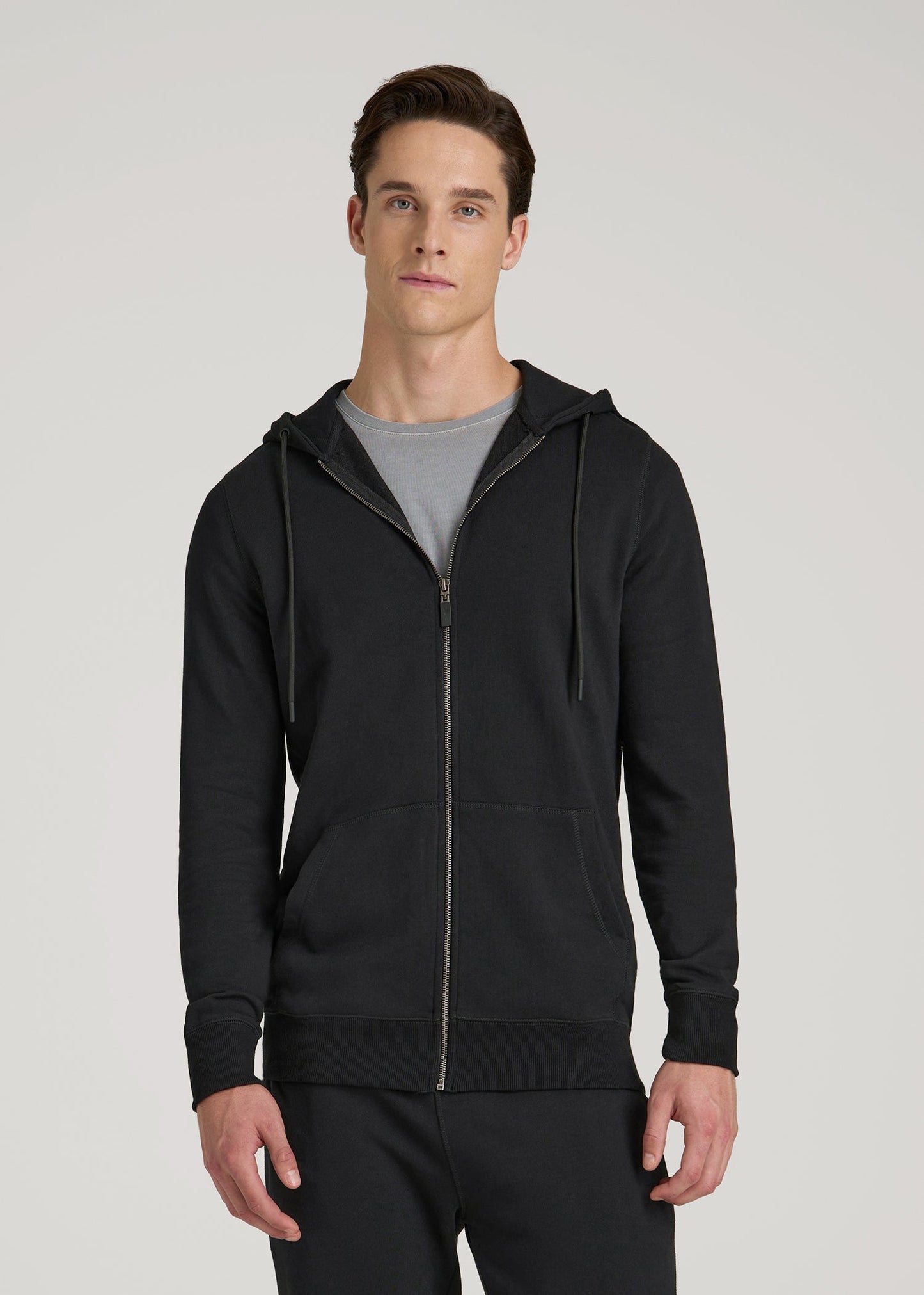 American Tall Men Wearever French Terry Full-Zip Hoodie for Tall Men in Black