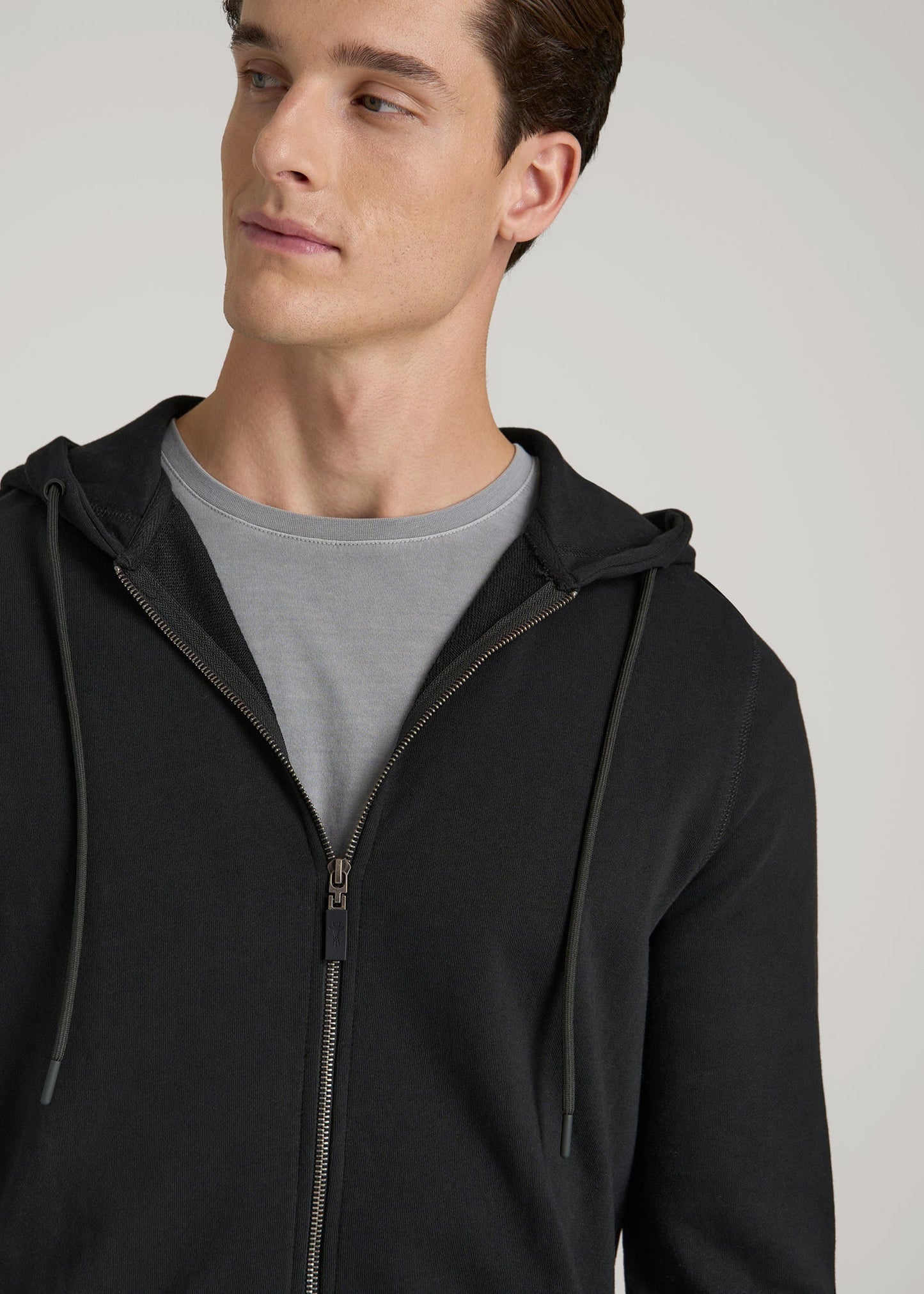 American Tall Men Wearever French Terry Full-Zip Hoodie for Tall Men in Black