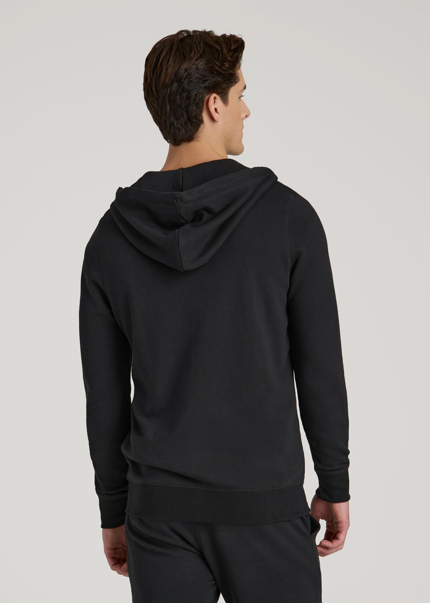 American Tall Men Wearever French Terry Full-Zip Hoodie for Tall Men in Black