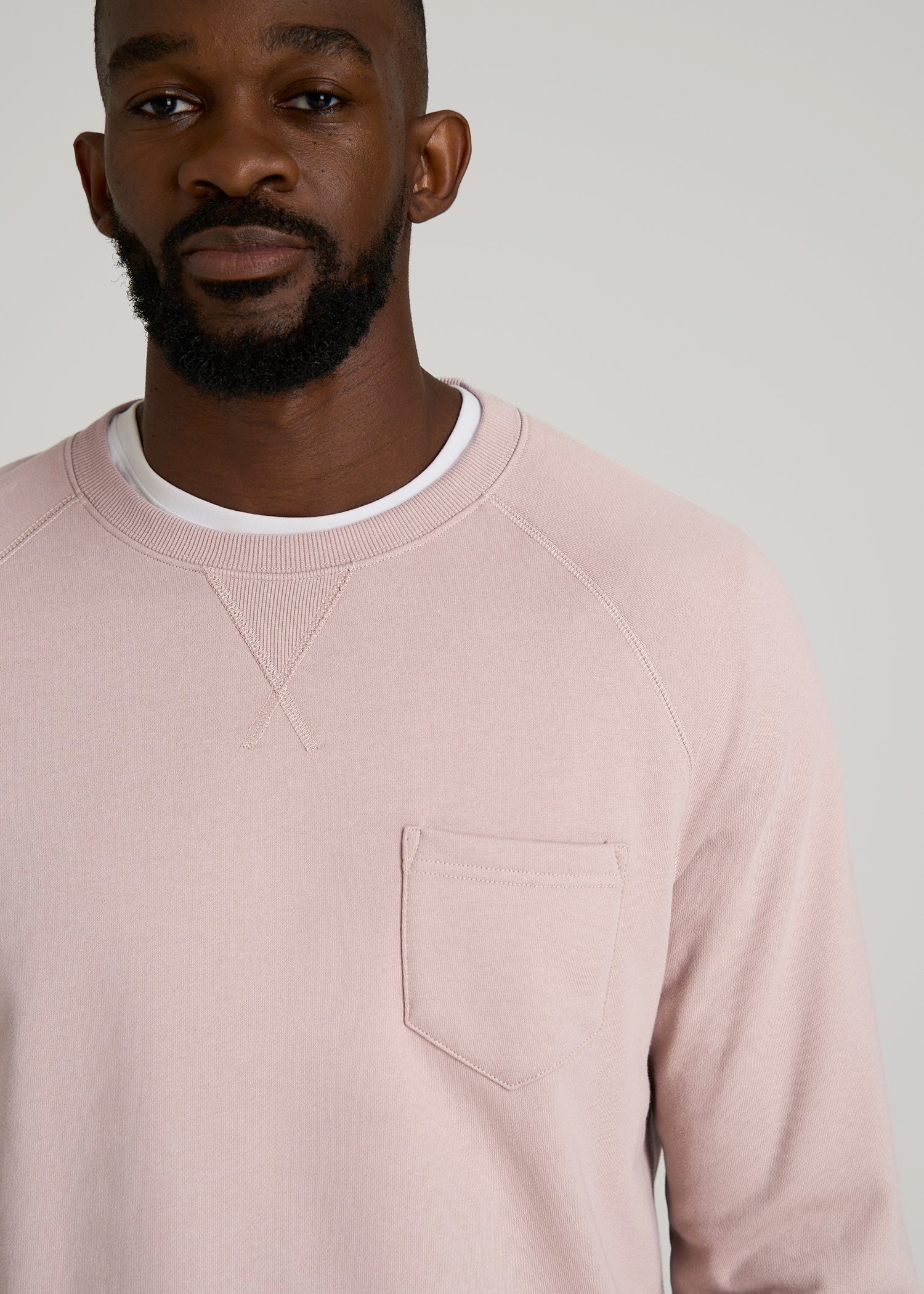 American Tall Men Wearever 2.0 French Terry Crewneck Sweatshirt for Tall Men in Desert Rose