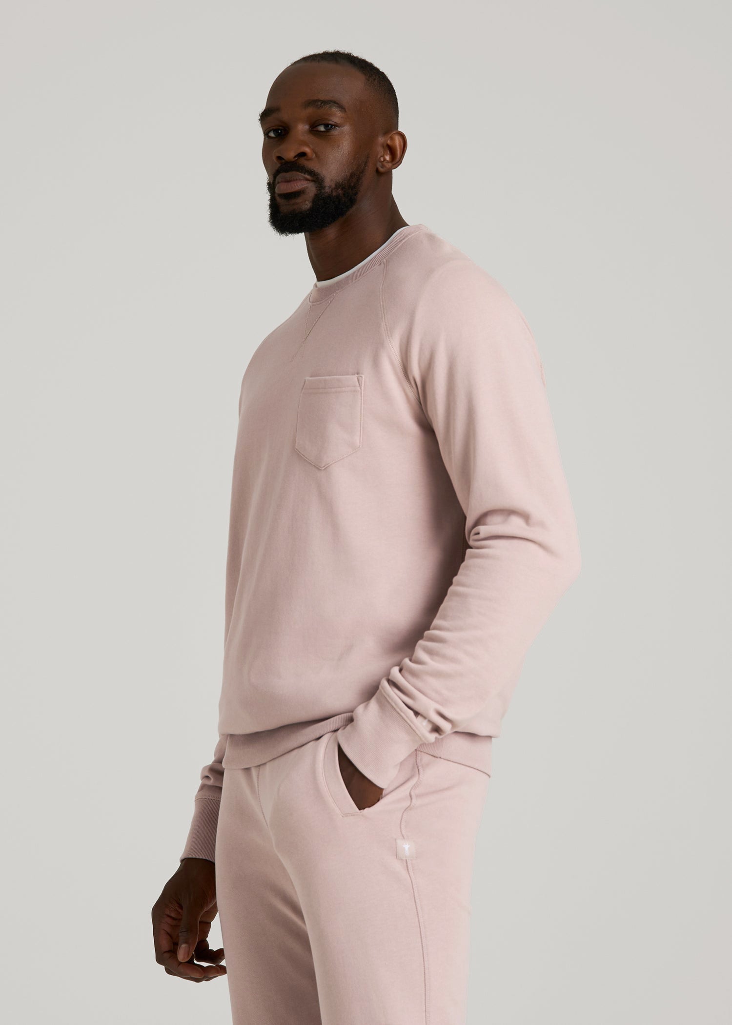 American Tall Men Wearever 2.0 French Terry Crewneck Sweatshirt for Tall Men in Desert Rose