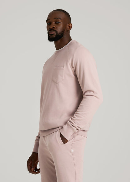 American Tall Men Wearever 2.0 French Terry Crewneck Sweatshirt for Tall Men in Desert Rose