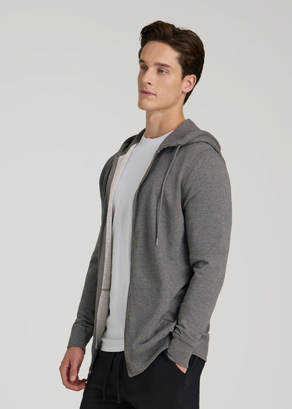 American Tall Men Wearever French Terry Full-Zip Hoodie for Tall Men in Charcoal Mix