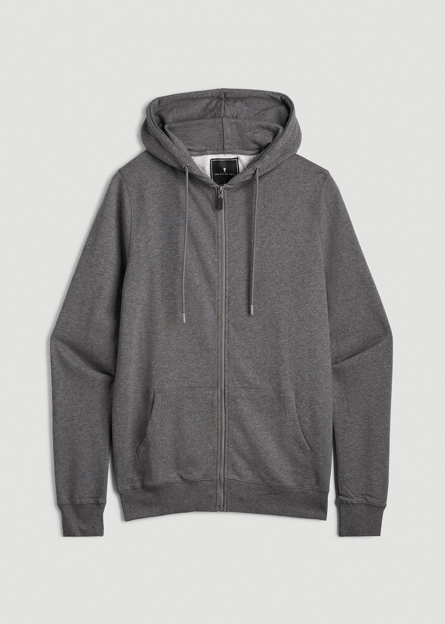 American Tall Men Wearever French Terry Full-Zip Hoodie for Tall Men in Charcoal Mix