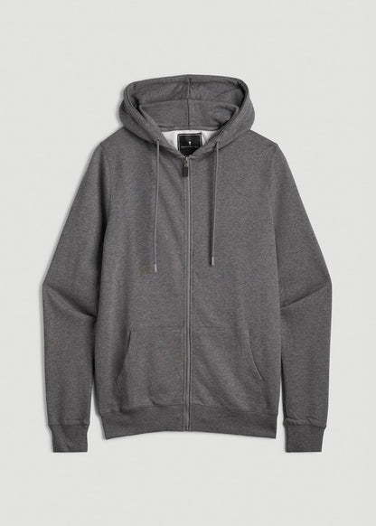 American Tall Men Wearever French Terry Full-Zip Hoodie for Tall Men in Charcoal Mix