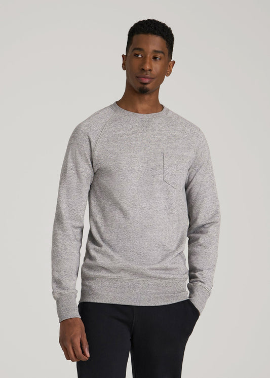 American Tall Men Wearever 2.0 French Terry Crewneck Sweatshirt for Tall Men in Heathered Grey